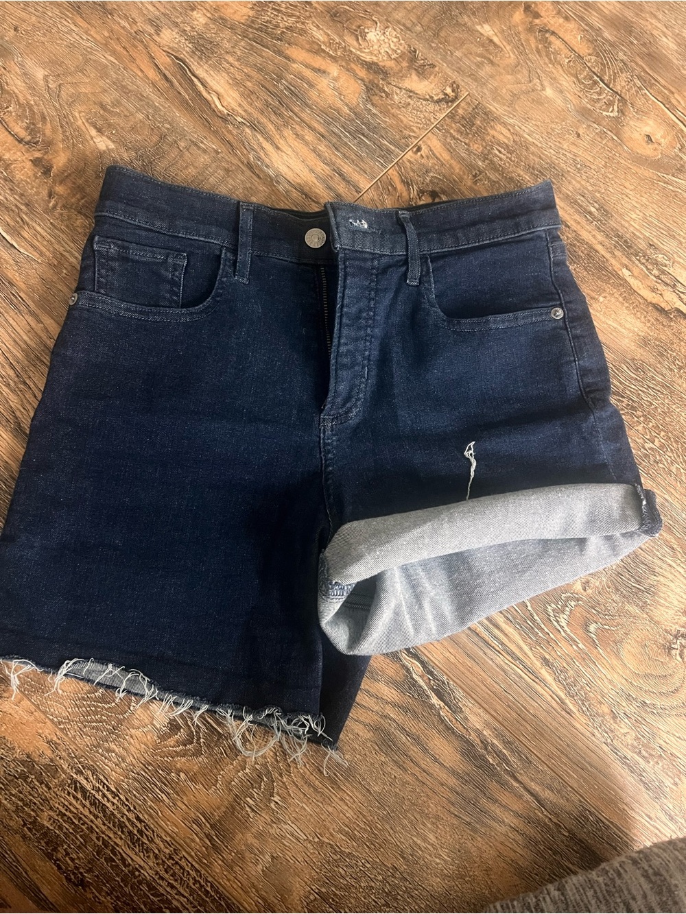 Express soft dark wash denim shorts